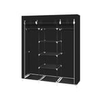 Armoire de Rangement, 15045175 CM,Penderie Portable avec Barre de Suspension, Porte-vêtements Pliable, Vestiaire, Chambre, Salle d'étude,NOIR