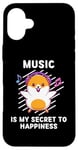 Coque pour iPhone 16 Plus Mignon hamster Music Is My Secret To Happiness Kawaii Hamster