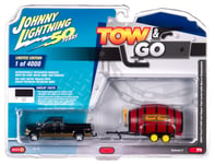 JOHNNY LIGHTNING 1/64 TOW AND GO FORD F-250 4X4 W/ BARREL CONCESSION BLACK