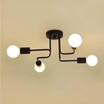 Goeco - Moderne Plafonnier Lustres Luminaire Industriel en Metal, 4 Lampes E27 led Lumière Plafond, Moderne Lustre Noir Lampe Suspension pour Salon