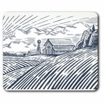 Computer Mouse Mat - Farming Fields House Art Drawing Office Gift #21502