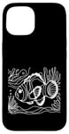 Coque pour iPhone 15 Line Art Poisson & Ichtyologiste Faux Percula Poisson Clown