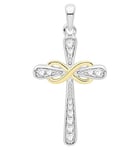 James Moore TH G61069 Silver Rhodium Plated Gold Cross Jewellery