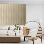 Abyssaly Wood Effect Vinyl Wrap Self Adhesive Wallpaper, Brown Wood Slats Sticky Back Plastic for Furniture, Removable Peel and Stick Wallpaper, Wood Panel for Walls, Kitchen, DIY 30cmX200cm