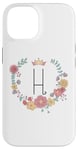 Coque pour iPhone 14 Cadeau personalisé pour fillettes thème princesses lettre H