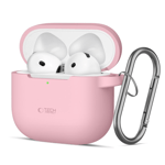 Tech-Protect Apple AirPods 4 Silikon Deksel med Karabinkrok - Rosa