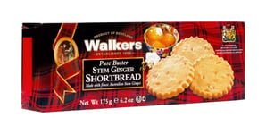 Walkers Shortbread Stem Ginger Rounds, Traditional Pure Butter Scottish Recipe, 175g