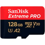 SanDisk Extreme Pro microSDXC A2 V30 128GB 170MB/s + SD-adapter