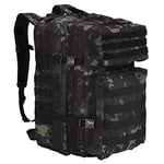 SHANNA Sac a Dos Militaire Tactique 45L, Sac à Dos Chasse Sac à Dos de Trekking, Sac à Dos Armée Molle Assaut Pack Sac à Dos de Combat pour Randonnée en Plein Air Camping Pêche Chasse Escalade