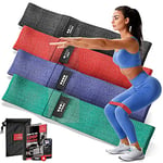 Élastique Musculation Résistance - Ensemble de 4 Bande Fitness Tissu + Livre d'entrainement et Sac | Loop Booty Bands Minibands Elastiband Kit, Sport Gym Yoga Pilates Gymnastique Jambe Cuisse