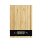 Relaxdays Bamboo Kitchen Scale, LCD Display, Touch, Tare Function, 5 kg, Digital, WxD: 23 x 16 cm, Brown