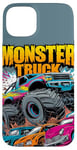 iPhone 15 Plus Monster Truck Crushing Cars Art for Monster Truck Lovers Case