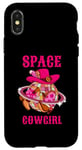 Coque pour iPhone X/XS Disco Ball Space Cowgirl Western Retro Rose Vache Dancing