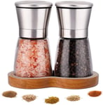 Lessmo Salt and Pepper Grinder Set, 2Pcs Spice Grinders, Set of Grinders with Ad