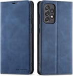 Coque Pour Samsung Galaxy A52 5g, Housse En Cuir Premium Pu Portefeuille Etui, [Fentes Pour Cartes] [Fermoir Magnétique] [Stand Fonction] Flip Coque Pour Samsung Galaxy A52 5g - Bleu