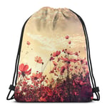 ghjkuyt412 Drawstring Bags Beautiful Pink Red Flower Unisex Drawstring Backpack Sports Bag Rope Bag Big Bag Drawstring Tote Bag Gym Backpack in Bulk