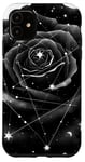 Coque pour iPhone 11 Rose noire recouverte d'étoiles