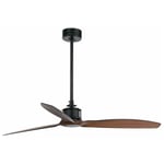 Faro Barcelona - Ventilateur de plafond en bois Faro just noir avec moteur à courant continu Smart - Télécommande incluse