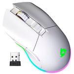 KLIM Blaze - Souris Gamer sans Fil RGB - Nouveauté 2024 - Rechargeable - Capteur Haute Précision avec Batterie Longue Durée - 6000 DPI Réglable - Modes et sans Fil - Blanc