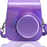 Caméra Housse Compatible Fujifilm Instax Mini 11 Appareil Photo Instantané-Sac de Caméra en Cuir Voyage Caméra Case Sac avec bandoulière Amovible (Violet Magique)