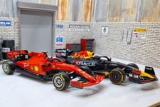 2 Car F1 Radio Control Race Set Verstappen Red Bull & Leclerc Ferrari 1:24 Scale