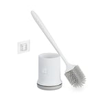 Relaxdays Brosse pour WC avec Support Mural, séchage Rapide, Toilettes, réservoir, sans perçage, Plastique, Blanc-Gris