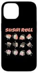 Coque pour iPhone 14 Rouleau de sushi amusant dessin animé Kawaii Anime japonais Art Design