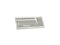 CHERRY G80-1800, Internationales Layout, QWERTY Tastatur, kabelgebundene Tastatur, kompakt, platzsparend, ergonomisch, mechanische Tastatur, MX SWITCHES, hellgrau