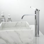 Haut Mitigeur Cascade pour Vasque Robinet Salle de Bain Chromé Bec Robinetterie en Laiton Design Moderne Haut de Gamme