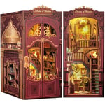 CUTEBEE Kit Book Nook - Maison Miniature à Monter soi-même - Maison de poupée - avec Housse de Protection Contre la poussière et lumière LED - Kit de modélisation pour Adultes(Library of Wisdom)