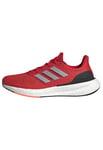 adidas Men's Pureboost 23 Shoes, Scarlet/Silver Metallic/Cloud White, 9.5