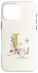 Coque pour iPhone 16 Pro Max Monogramme mignon avec lettre initiale de chat L