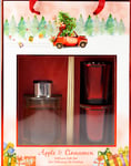 Red Mini Car Apple And Cinnamon Reed Diffuser / Votive Candle Gift Set