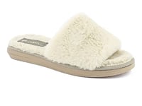 Inblu Femme Chaussons Cozy Ouvert Fourrure, Nature, 38 EU