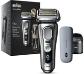 BRAUN Series 9 Pro 9477CC Wet & Dry Foil Shaver, SmartCare Centre & PowerCase - Silver, Silver/Grey