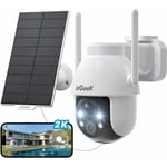 Camera Surveillance WiFi Solaire - 2K Camera de Surveillance Exterieur sans Fil 360° pzt Camera Solaire Vision Nocturne Couleur, Détection Humaine