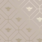 Geometric Honeycomb Bee Metallic Gold / Blush Pink 13083 Animal Wallpaper