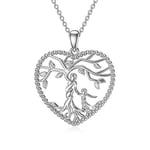 Tree of Life necklace Women 925 Sterling Silver Mother and Daughter Love Heart P