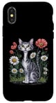 Coque pour iPhone X/XS Chemise pour chat amusant avec long cou floral marguerite coquelicot