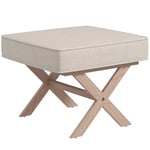 HOMCOM Repose Pied Salon Ottoman Pouf Salon Tabouret de canapé rectangulaire en Tissu avec siège rembourré, Pieds en Bois d'hévéa pour Chambre à Coucher, Salon - Beige