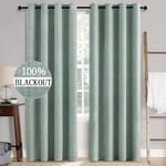 MIULEE Rideaux Opaques Rideaux isolants Thermiques avec Oeillets Rideaux en Lin 100% Opaques Rideaux occultants de Protection Contre Le Froid pour Le Salon Lot de 2, 140 x 225 cm Vert d'eau