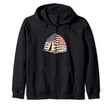 Camping Tent American Flag 4th Of July Camper Patriotic Camp Zip Hoodie