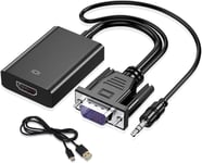 Adaptateur Vga Vers Hdmi, 1080P Hd Convertisseur Vga Mâle Vers Hdmi Femelle Câble En Charge Avec Câble Audio 3,5 Mm Et Câble D'Alimentation Usb Pour Pc Et Laptop À Hdtv