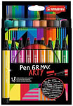 Feutre dessin STABILO Pen 68 MAX - Etui carton de 18 Feutres Coloriage Pointe Large, Gamme ARTY