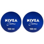 NIVEA Crème visage, corps & mains (1 x 150 ml), crème hydratante à la texture onctueuse enrichie en Eucerit, soin hydratant multiusage pour toute la famille (Lot de 2)
