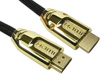 Pro Signal High Speed 4K UHD HDMI Lead with Ethernet, Male to Male, Gold Effect Metal Hoods, Braided, 0.5m Black