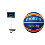 Lifetime 1268 Streamline Portable Basketball System, 7.5 to 10 Foot Telescoping Adjustment & Molten GR Basketball, Indoor/Outdoor, Premium Rubber, Size 5, Impact Colour Blue/Orange