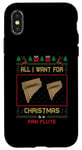 Coque pour iPhone X/XS Pull moche avec inscription « All I Want For Christmas Is A Pan Flute Music »