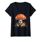 Womens Cute Kawaii Grim Reaper The Death Mushroom Halloween V-Neck T-Shirt