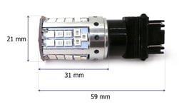 P27/7W LED-lamppu 3157 12-24V CANBUS oranssi-punainen, kaksivärinen USA 2000lm